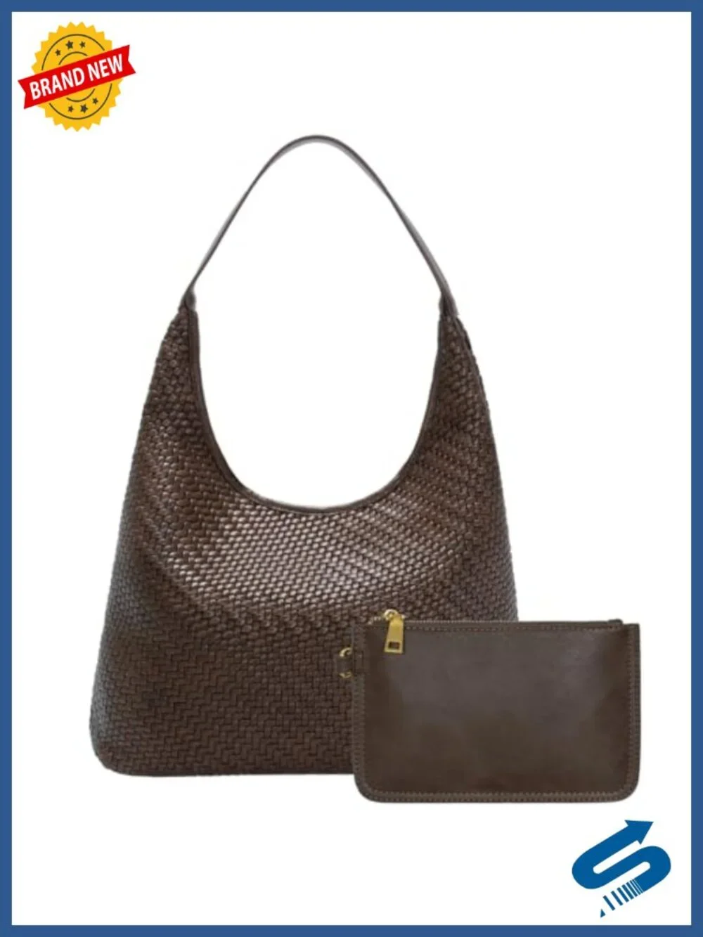 Woven Faux Leather Tote Handbag with Wallet Clutch Shoulder Hobo Bag for Work